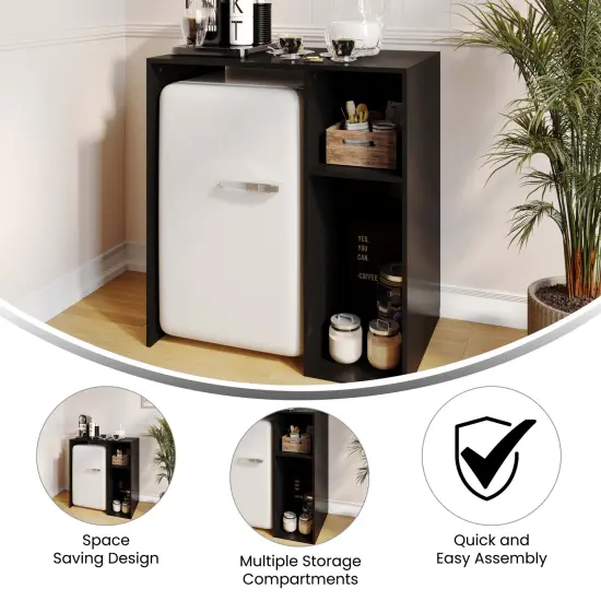 Emma and Oliver Freesia Mini Fridge Overshelf with Dual Side Cubbies Black {2}