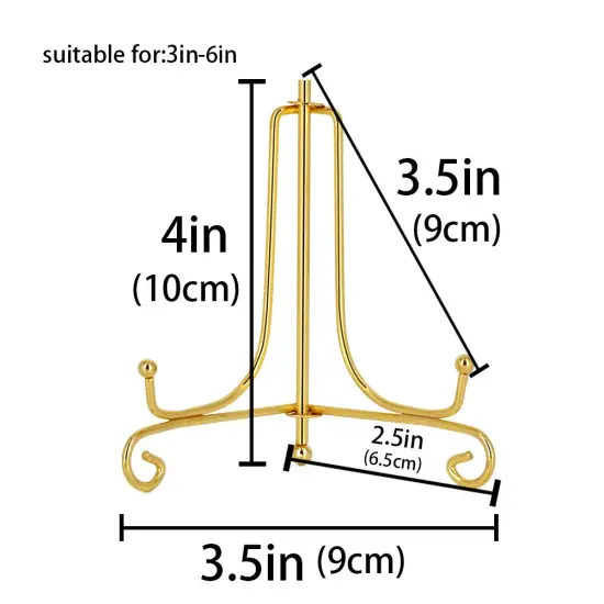 4 Inch Gold Iron Plate Stand Holder Easel Display Stand for Plate?Picture?Photo and More,4 pcs. {1}