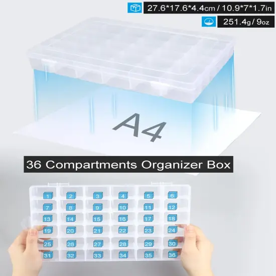 4 Pieces Bead Organizer 36 GridsClear Plastic Parts Organizer Box 3600 Tackle Box Craft Storage Compartment Divided Container {5}