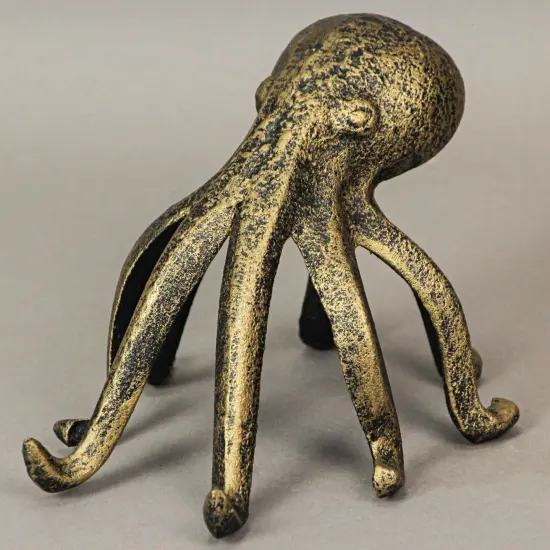 Antique Gold Cast Iron Octopus Phone Holder Stand Decorative Bookend Home Decor {5}