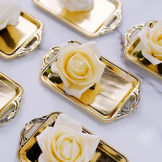 12 pcs 4 in long Metallic Mini Rectangle Trays Favor Holders Silver {8}