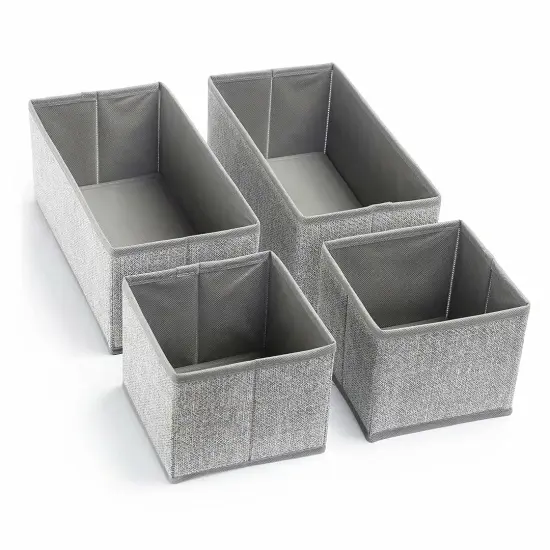 4 Pieces Drawer Organizer Bins &ndash; Storage Basket Drawer Dividers for Clothes,Underwear, Socks &ndash; Cloth Container Cube Bins for Home Organization, Closet, Shelves, Dresser {1}