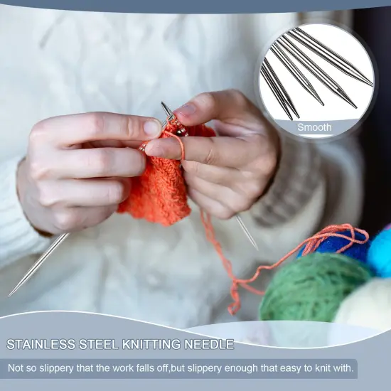 35 Pieces Short Knitting Needles Set Metal - Double Pointed Knitting Needles Stainless Steel Knitting Needles Double Ended with Case and Large-Eye Needles Stitch Markers Scissors Knitting Supplies {6}