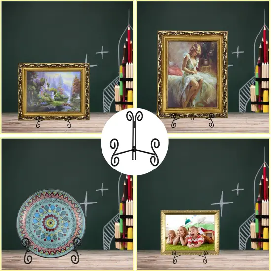 HEMYLU Plate Stand, 6 Inch Metal Plate Stands for Display 1 Pack, Black Iron Easel Stand Decorative Plate Holder for Picture Frame Photo Collectibles Book {3}