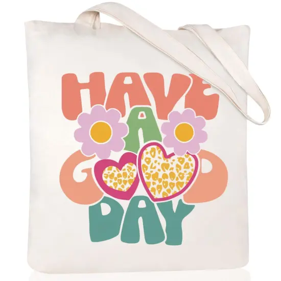 Canvas Tote Bag for Women with Zipper Pocket Aesthetic Cloth Cotton Totes Reusable Grocery Bags Shoulder Book Bags Gifts {2}