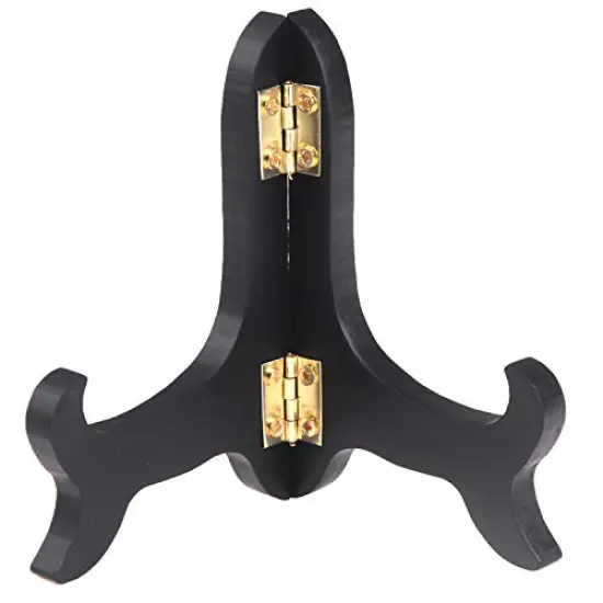 LOCOLO 6 Packs Black Wooden Display Stand Plate Holder Easels Picture Frame Holder (4 inch) {6}