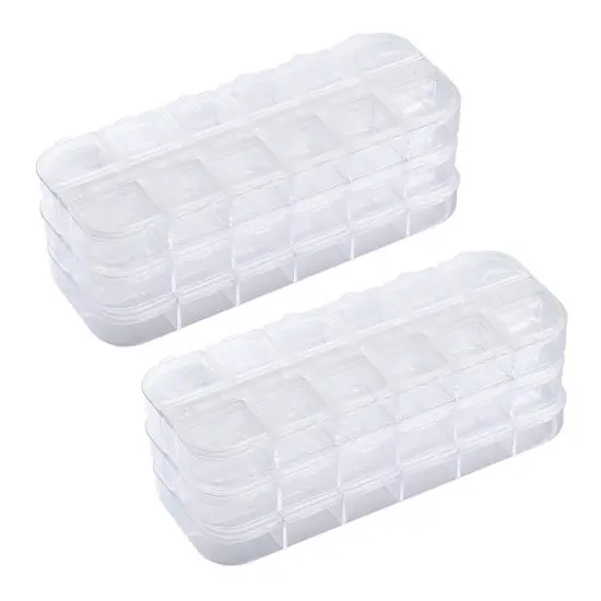 6 Pieces Nail Art Tool Jewelry Storage Box, 12 Compartments Plastic Rhinestone Organizer Container Case, Display Containers {2}
