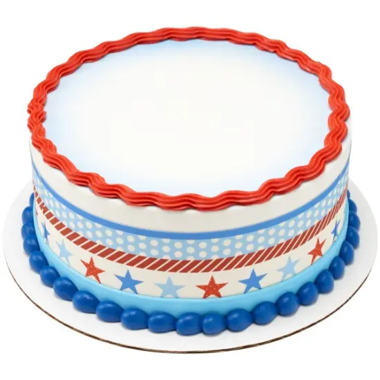 Cottagecore Stars & Stripes Edible Cake Topper Image Strips {1}