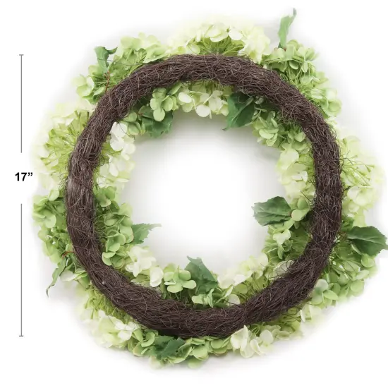 2-Pack: 24" Mixed Green Hydrangea Wreath with Grapevine Ring, Floral Home by Artificial Flowers {5}