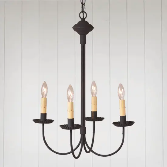 Irvin's Country Tinware 4-Arm Grandview Chandelier with Ecru Sleeves {3}