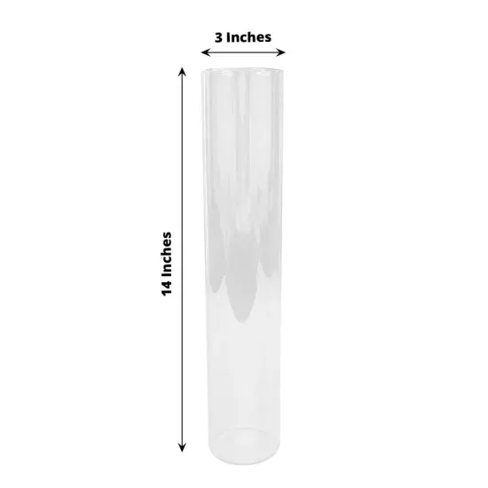 2 Clear 14 in Open End Cylinder Glass Hurricane CANDLE SHADES {2}