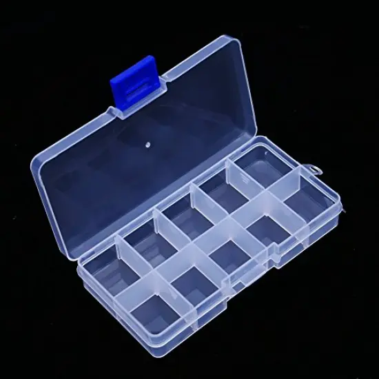 2 Pieces Plastic Jewelry Organizer Box Clear Storage Bead Case for Little Crafts/Arts Container with 10 Grids, Small {1}