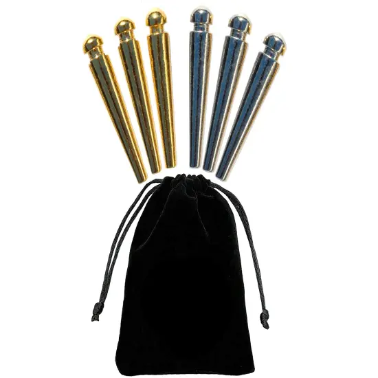 WE Games Premium Easy Grip Cribbage Pegs with a Tapered Design & Velvet Pouch - Set of 6 (3 Gold & 3 Silver) {1}