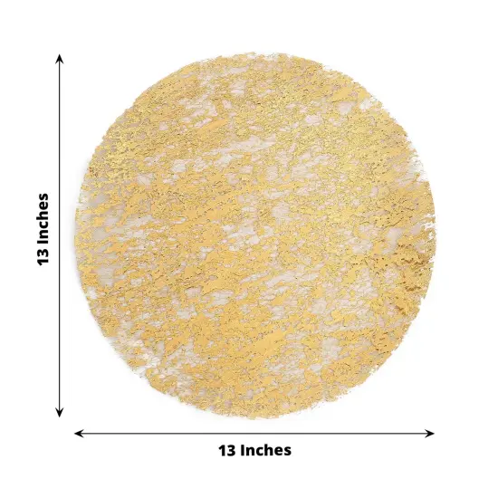 10 Metallic 13 in Round Polyester Mesh with Foil Table PLACEMATS Silver {5}