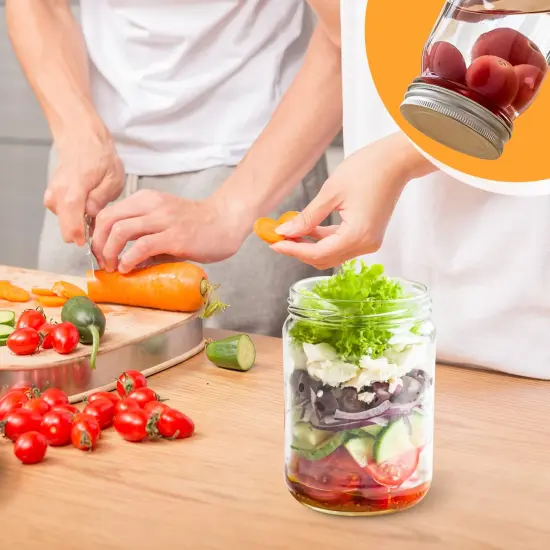 6 Pieces 16 Ounce Clear Plastic Mason Jars Containers With Screw Sealing Metal Tinplate Lids,Refillable Empty PET Plastic Slime Candy Storage Jars Containers for Home Kitchen Art Craft {5}