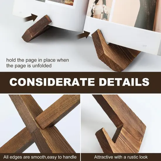 BOTSROOM Plate Stands for Display - 6.5 Inch Plate Holder Display Stand, Wooden Picture Frame Stand, Small Photo Stands for Table, Decorative Plaque Easels Stand for Display {3}