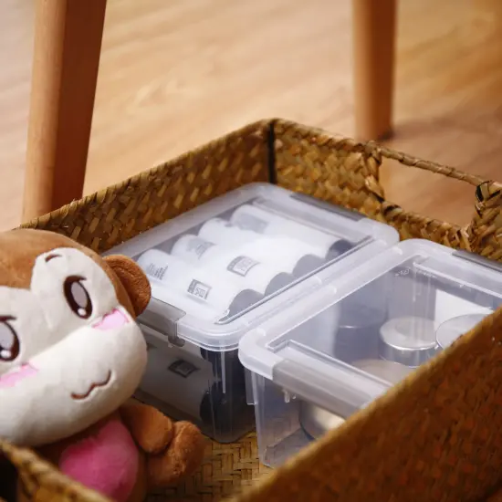 1.3 QT 6 Pieces Small Storage Bins Plastic Storage Container Stackable Box with Lids for Organizing, Clear White {5}