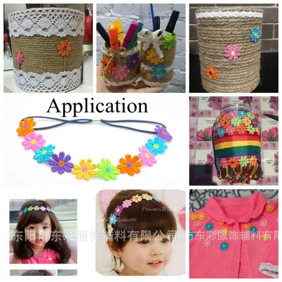 Colorful Daisy Flower Lace Trim Knitting Wedding Embroidered DIY Handmade Patchwork Ribbon Sewing Supplies Crafts 2.5CM Wide 7Yards/Lot {3}