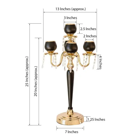 25" Gold Black Metallic Candelabra Candle Holder {2}