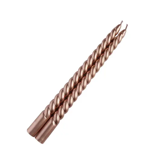 12 Unscented 11 in Long Spiral Premium Wax Taper CANDLES Rose gold {1}