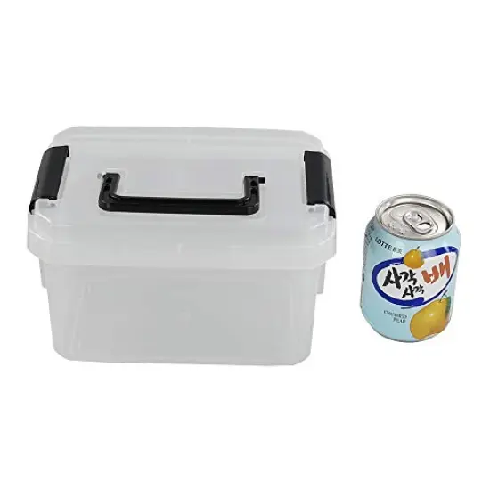 4 Pieces Mini Clear Storage Bins with Lids, 2 Liter Plastic Boxes, {3}