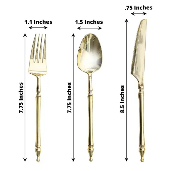 24-Piece Disposable Plastic Cutlery Set Gold {2}