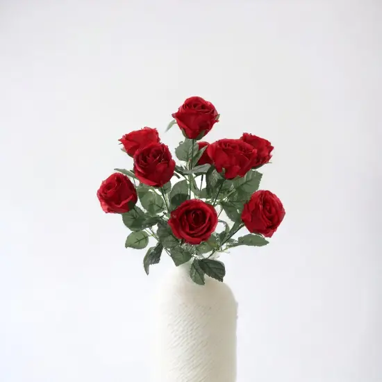 12-Pack: Red Rose Bush with 9 Silk Flowers & Foliage, Floral Home by Artificial Flowers {4}