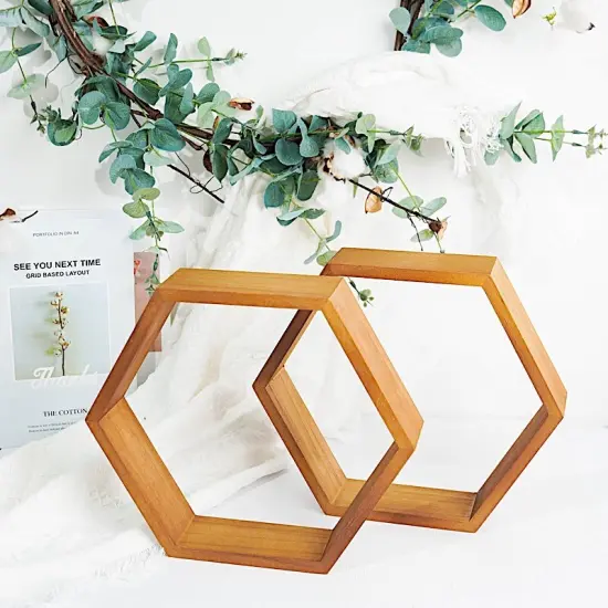 Hexagon Wood Geometric Wall Shelves: Wedding Decor White {3}