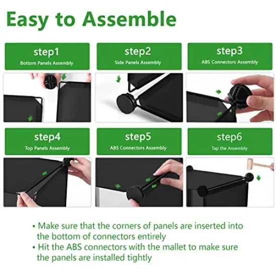 Cube Storage Organizer, 4-Cube Shelves Units, Closet Cabinet, DIY Plastic Modular Book Shelf, Ideal for Bedroom, Living Room, Office, 24.8" L x 12.4" W x 24.8" H Black SHS04A {5}