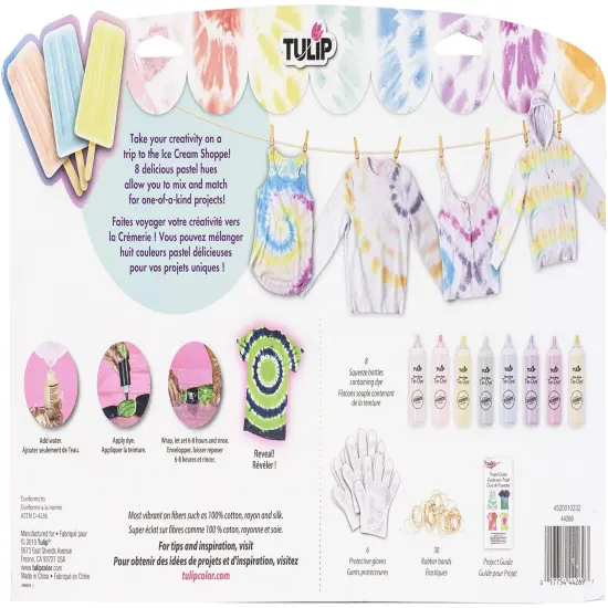 One-Step Tie-Dye Kit Tulip Fabric Dye 44269 Fdy Lg 2.75Oz Ice Cream Shoppe 8-Color Kit, Pastel {6}