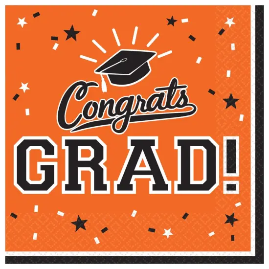 School Colors Pride Beverage Napkins - Orange {1}