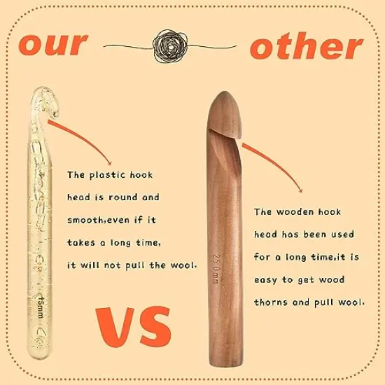 15mm Large Crochet Hook, Ergonomic Knitting Crochet Hooks, Huge Crochet Hook, Beginner Crochet Needle, Handle Crochet Supplies for Knitting Yarn Carpet Scarf Wool Roving {5}