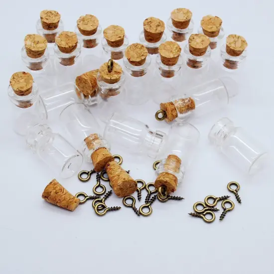 50 Pieces 0.5ml-extra Mini Tiny Clear Glass Jars Bottles with 50pcs Cork Stoppers and 50pcs Eye Screws, Glass Bottles for Decoration, Arts & Crafts, Projects, Party Favors {2}