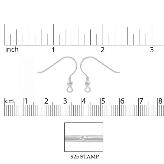 JewelrySupply Sterling Silver Earring Wires with 3mm Bead & Spring 22mm (1 Pair of Sterling Silver Earrings) {2}