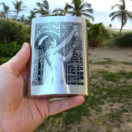 8oz Absinthe Robette Stainless Steel Flask {2}