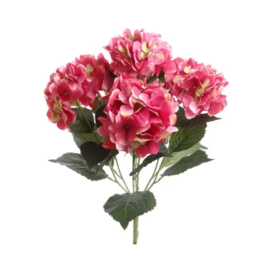 6-Pack: UV Fuchsia Hydrangea Bush with 7 Silk Flowers for Outdoor & Indoor D&eacute;cor - Floral Home by Artificial Flowers {1}