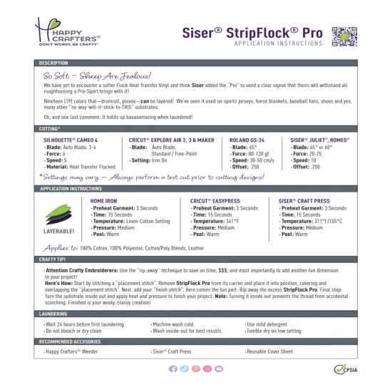 Siser&reg; Stripflock&reg; Pro 11.8" x 24" Sheet Green {6}