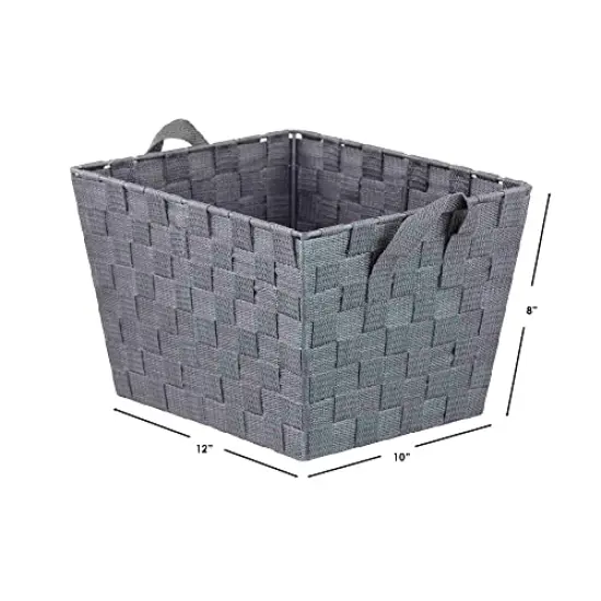 Non-Woven Strap Handle Bin, Storage Basket Organizer, (Grey, Medium) {1}