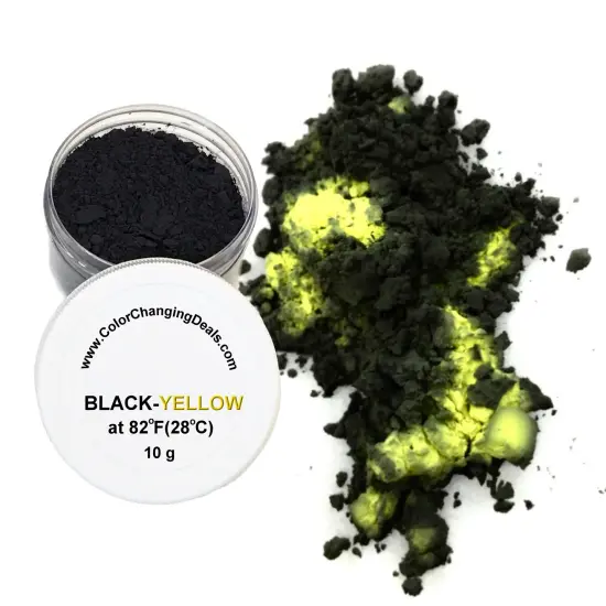 Color Changing Powder Pigment Thermochromic Temperature Heat Sensitive Black yellow 82&deg;f {5}
