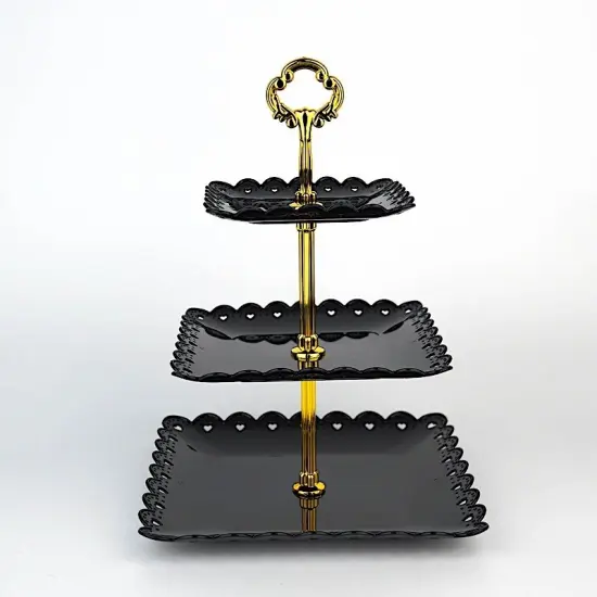 3 Tier Plastic Cupcake Holder Black {1}