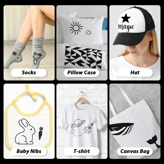 Black Fabric Markers - Dual-Tip Fabric Markers Permanent for Clothes - Non-Toxic Fabric Paint Pens for Personalizing Shirts Bags Hats Canvas, and Textiles {4}