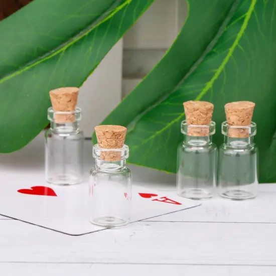 100 Pieces 1ml Small Mini Glass Bottles Jars with Cork Stoppers Tiny Vials for DIY Art Crafts Wedding Favors {3}