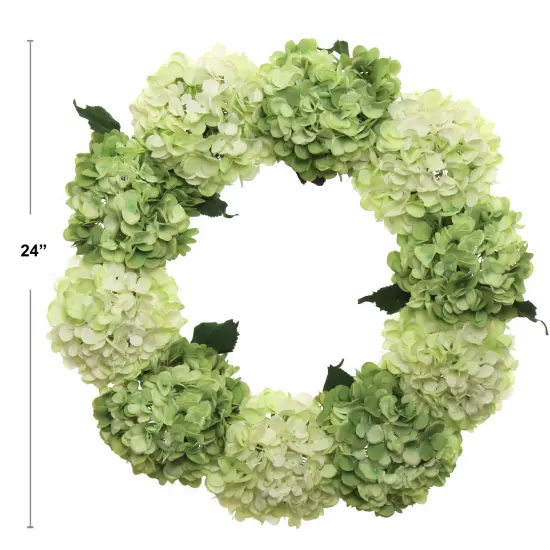 2-Pack: 24" Mixed Green Hydrangea Wreath with Grapevine Ring, Floral Home by Artificial Flowers {3}