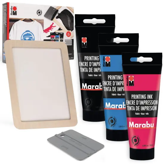 Screen Print Kit with Reusable Wooden Frame, 1 Screen Printing Squeegee, and 3 x 100ml Ink - Silk Screen Printing Kit for Beginners {2}