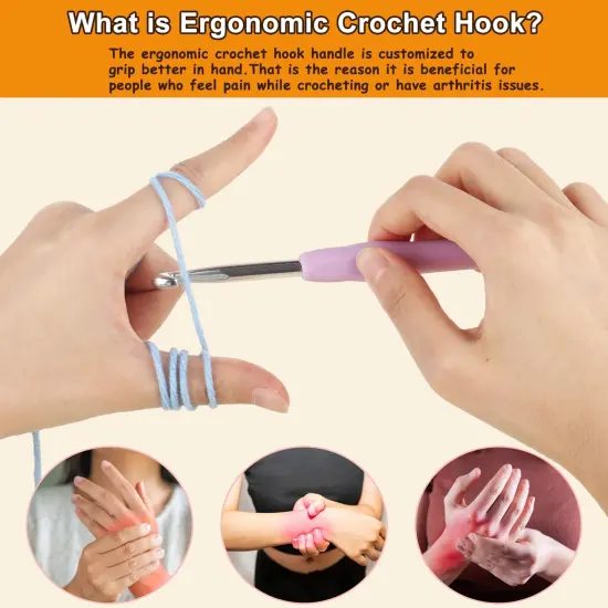 29 Pieces Big Size Crochet Hooks Set with Ergonomic Soft Handles for Thick Bulky Yarn,6.0mm - 10.0 mm Crochet Needls and Knitting & Crochet Supplies for Crochet Beginner Lover Crocheter {2}