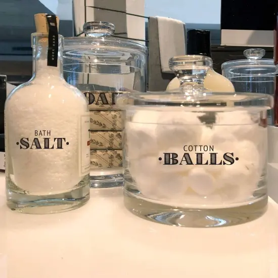 72 Pieces Farmhouse Bathroom Beauty Organization Labels -72 Bathroom & Makeup Organization Preprinted Sticker. Water Resistant, Canister Labels. Jar Decals Bath Storage ( Bathroom) {5}