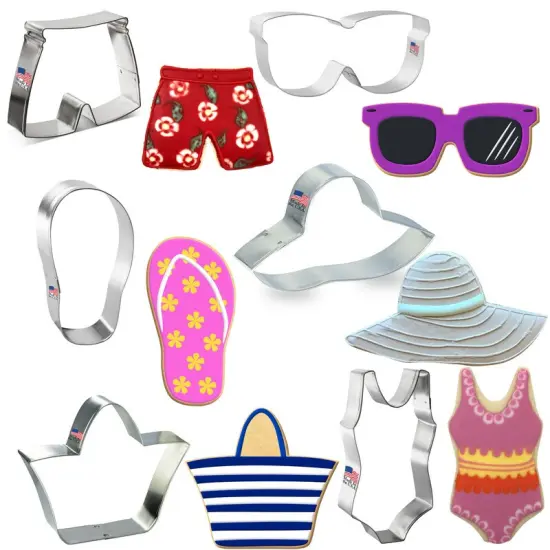 Beach Cookie Cutters 6 Pc Set. USA Tin Plate Steel - By CookieCutter.Com {3}