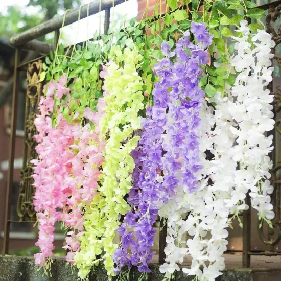 12Pcs Artificial Wisteria Vine Garland Blue {3}