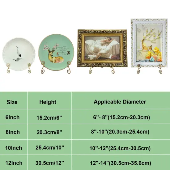 UoYeet Plate Stand 6 Inch Gold Display Plate Holder, Collapsible Iron Plate Stands for Display, Folding Display Easel for Photo, Pictures, Decorative Plate and Artwork (6-Inch, 1-Pack) {4}