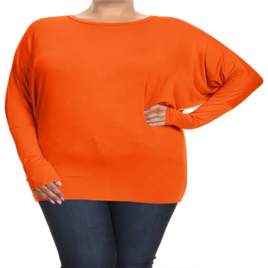 Plus Solid Jersey Knit Dolman Top Long Sleeves | RADYAN&reg; Lavender {7}
